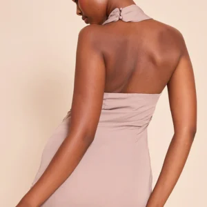 Alternative view of GREY WOVEN WRAP NECK DETAIL MINI DRESS