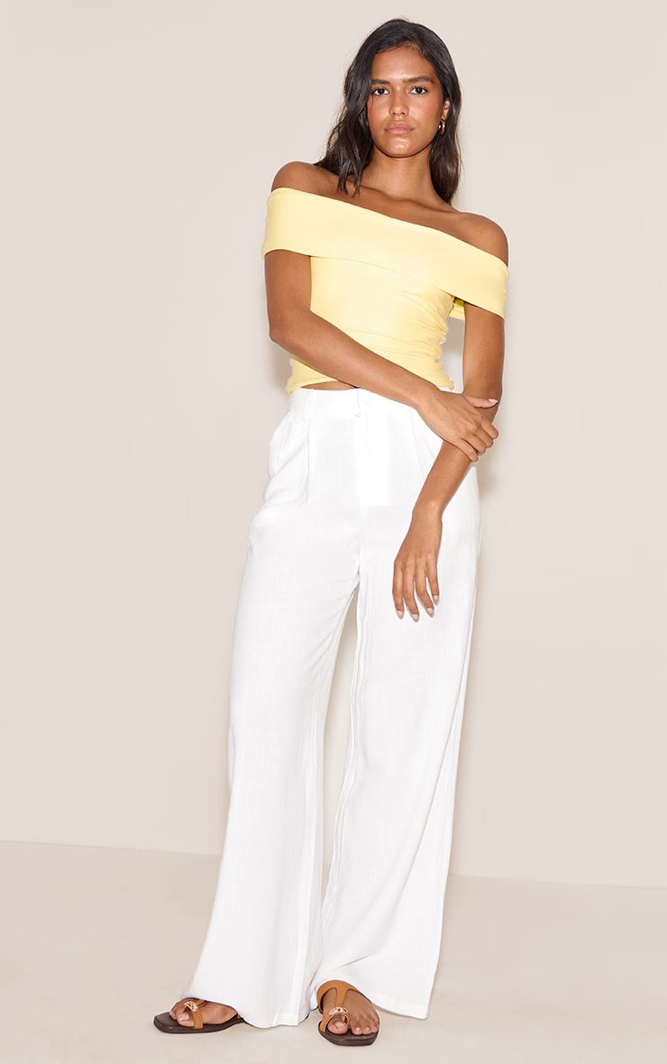 LEMON DOUBLE LAYER NECK DETAIL RUCHED DETAIL LONG TOP - Image 4