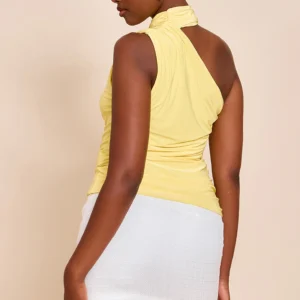 Alternative view of LEMON DOUBLE LAYER NECK DETAIL RUCHED DETAIL LONG TOP